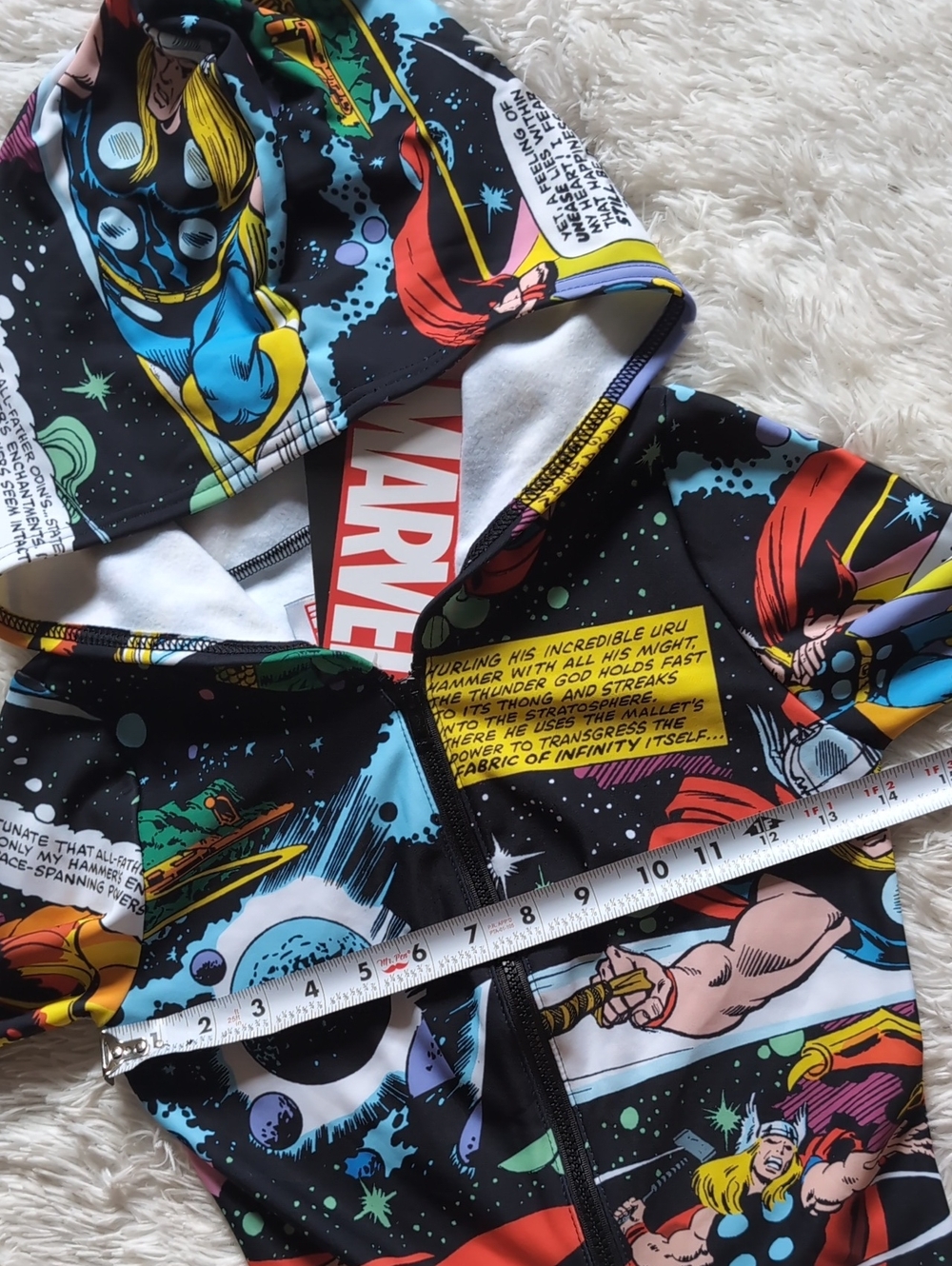 NWT Blackmilk Marvel Thor Rainbow Bridge Hooded Zip Jumpsuit Snugglesuit Small - Picture 13 of 16